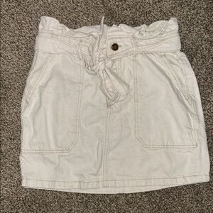 Cream Tie Front Mini Skirt for Casual Resort Wear